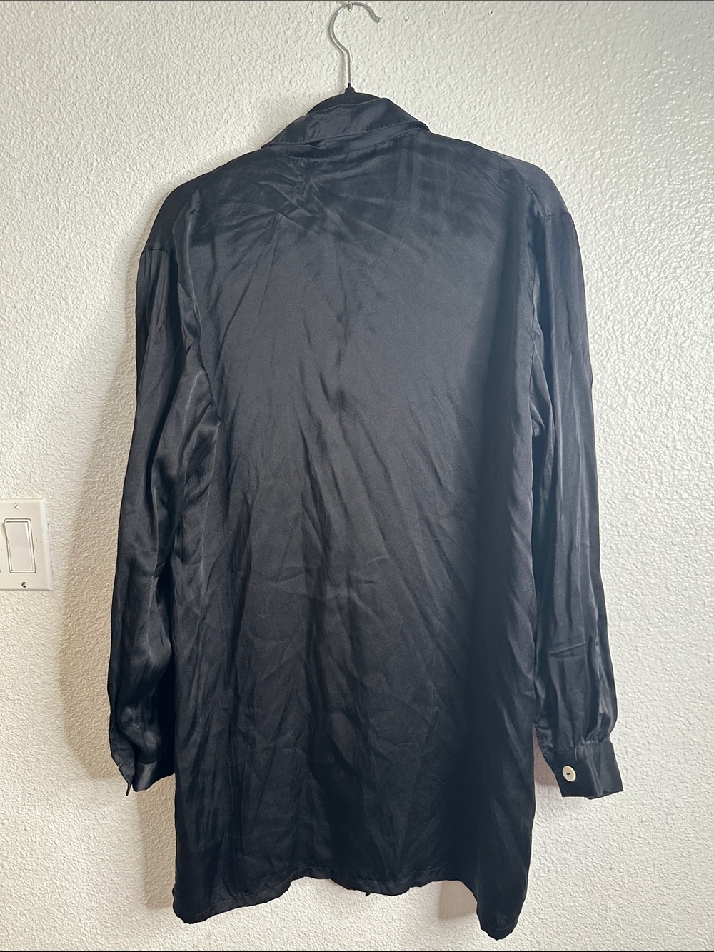 Black Button-Front Women's tunic slik Top - Brand Unknown size L - Picture 5 of 5